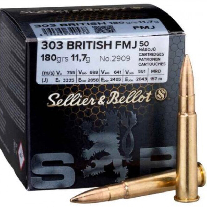 Sellier & Bellot .303 British 180Gr FMJ pack of 50 rounds