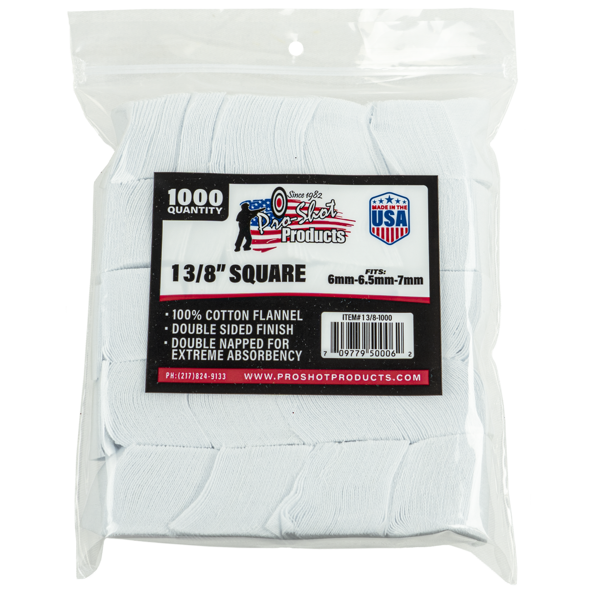 Pro-Shot 6mm-7mm Square Patches 1.3/8" 1000 Pack