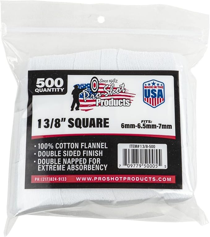 Pro-Shot 6mm-7mm Square Patches 1.3/8" 500 Pack