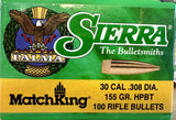 Sierra 30 Cal 155g HPBT PALMA® MatchKing (100)