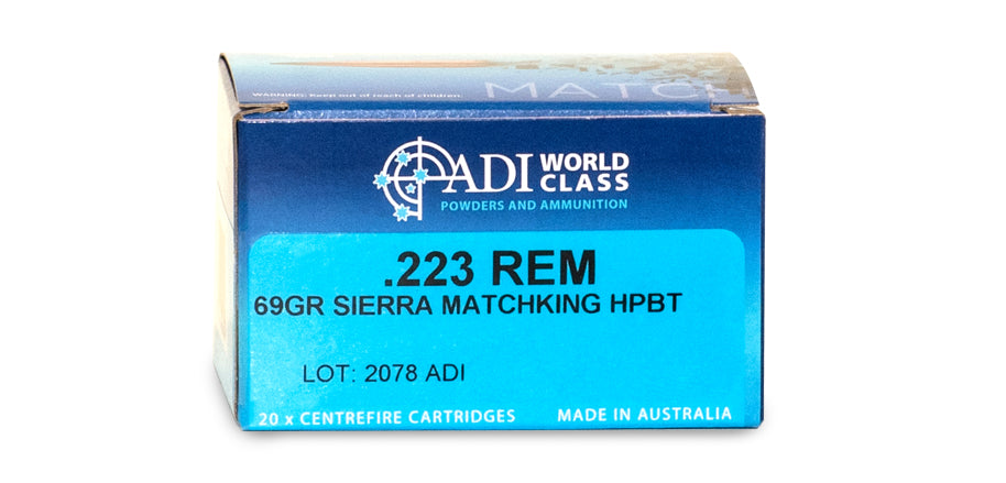 ADI worldclass .223 REM – 69gr Sierra HPBT MatchKing (bulk) 200